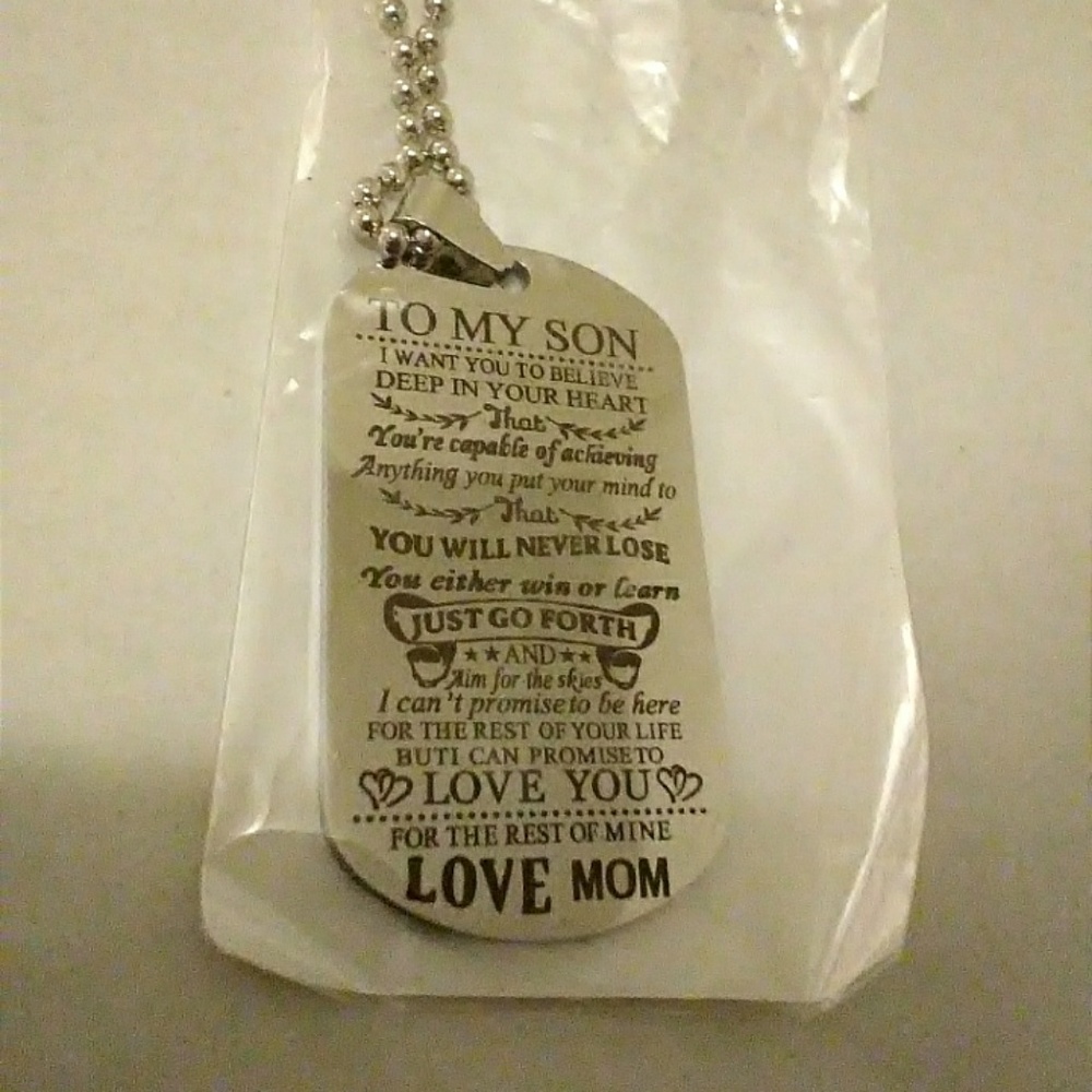 To my Son .. Love Mom pendant charm Metal Necklace
